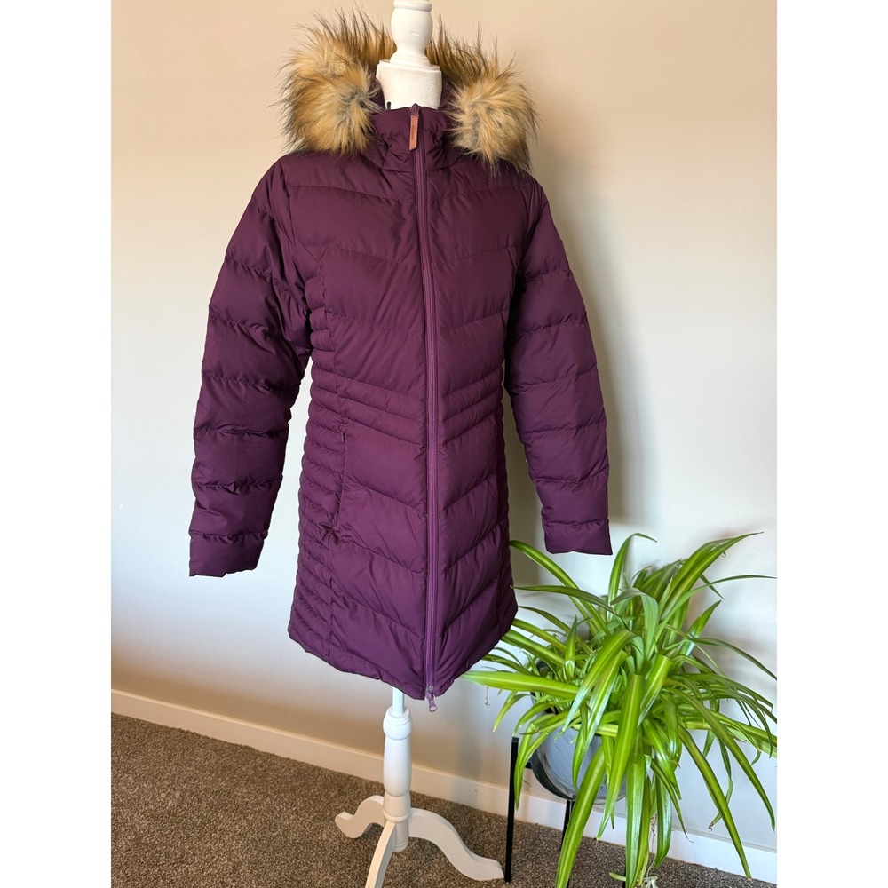 Alpine Design Puffer Parka Purple EUC Down Fill Faux Fur Hood Winter snow M